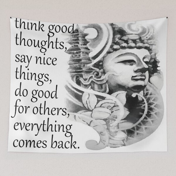 Item preview, think good thoughts - bouddha karma quote, bouddha stickers  designed and sold by doitwithlove.