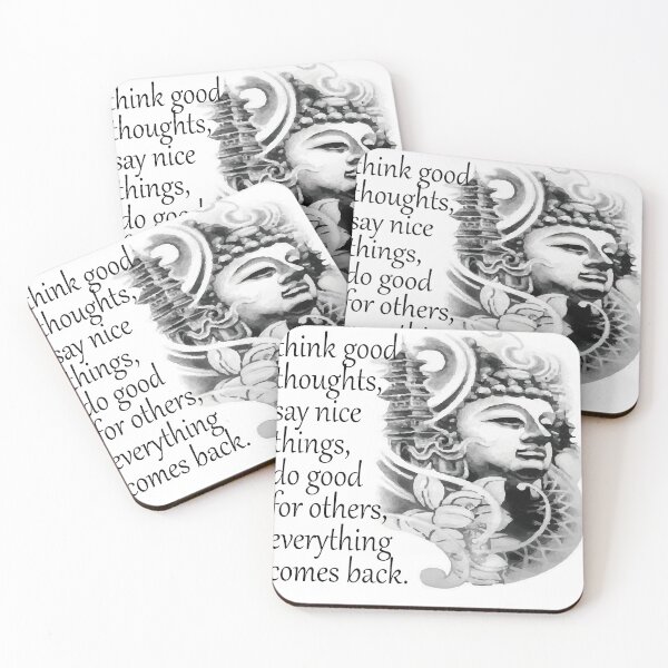 Item preview, think good thoughts - bouddha karma quote, bouddha stickers  designed and sold by doitwithlove.