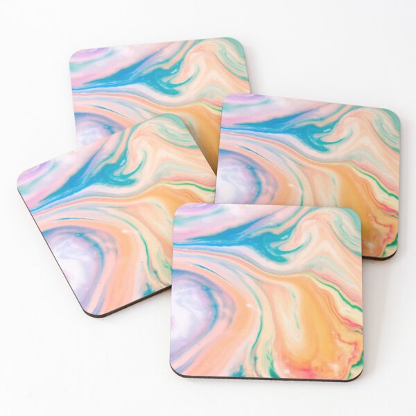 Item preview, Acrylic paints waves marble orange pink designed and sold by amagaclothing.