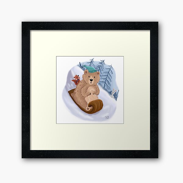 Winter Sledding Framed Art Print