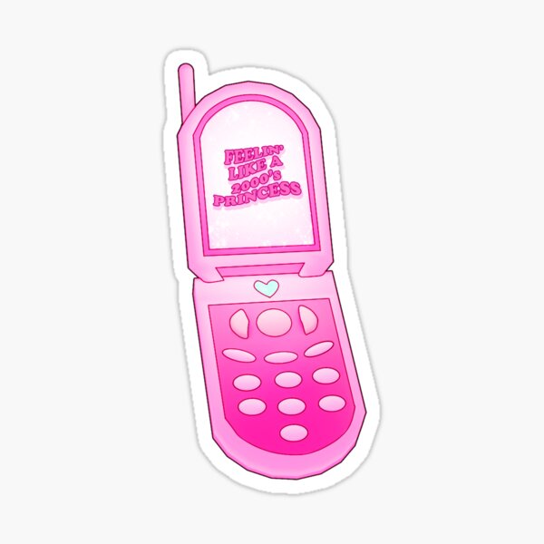 Y2K Cat Flip Phone 3D Vinyl Glitter Sticker 