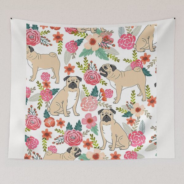 Item preview, Pug Dog Art Pugs puppy funny cute dogs flowers designed and sold by Coolstuff4you71.
