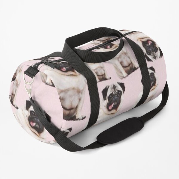 Pug Dog Art Pugs puppy funny cute dogs pink Duffle Bag