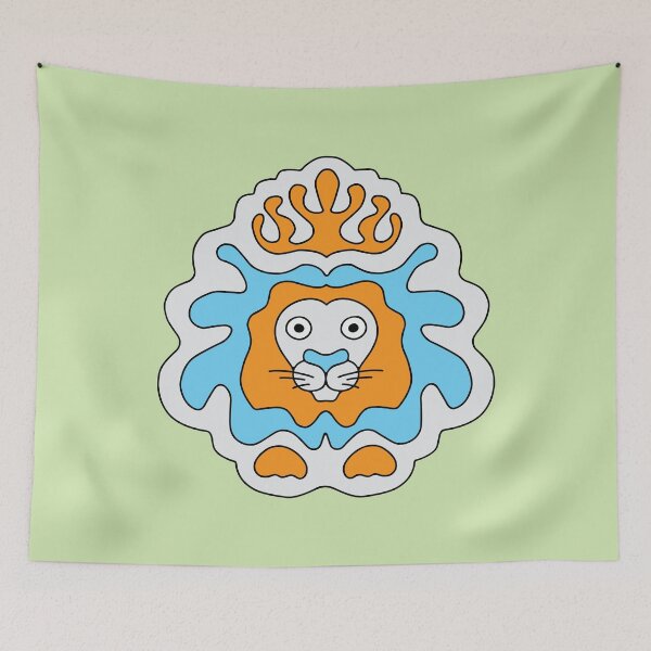 Item preview, Cute Cartoon Lion with crown, king of the jungle - Orange and Blue designed and sold by Twist Design.