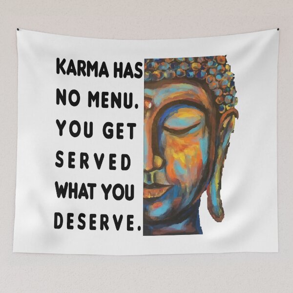 Item preview, karma has no menu - bouddha karma quote, bouddha stickers  designed and sold by doitwithlove.