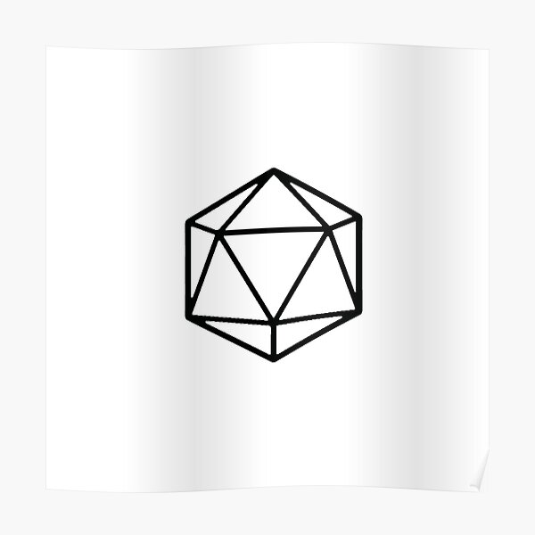 D20 System Dungeons & Dragons Set Dice Role-playing game, white dice  Poster