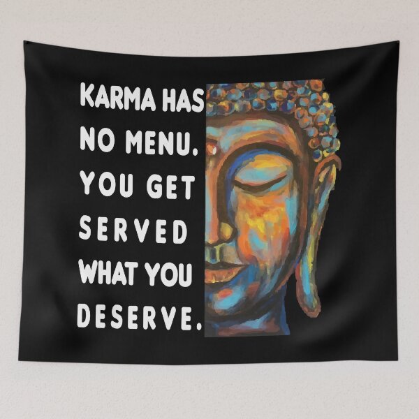 Item preview, karma has no menu - bouddha karma quote, bouddha stickers  designed and sold by doitwithlove.