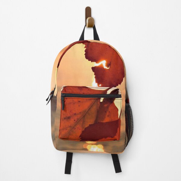 Item preview, Fall Leaves with Ocean Sunset Photograph designed and sold by ToriaScarlett.