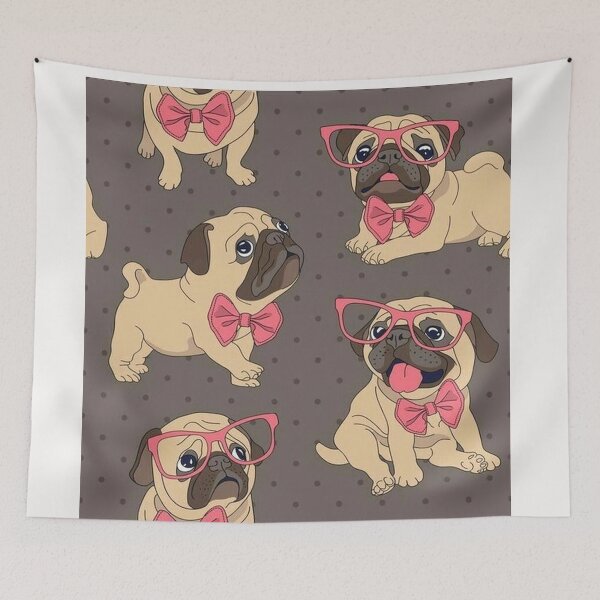 Item preview, Pug Dog Art Pugs puppy funny cute dogs with glasses designed and sold by Coolstuff4you71.