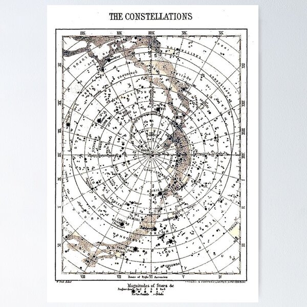 Item preview,  STAR CONSTELLATIONS : Vintage 1900 Galaxy Chart Map Print designed and sold by posterbobs.