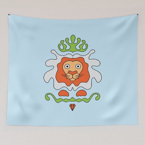 Item preview, Cute Cartoon Lion with crown and diamond, king of the jungle - Orange and Green designed and sold by Twist Design.