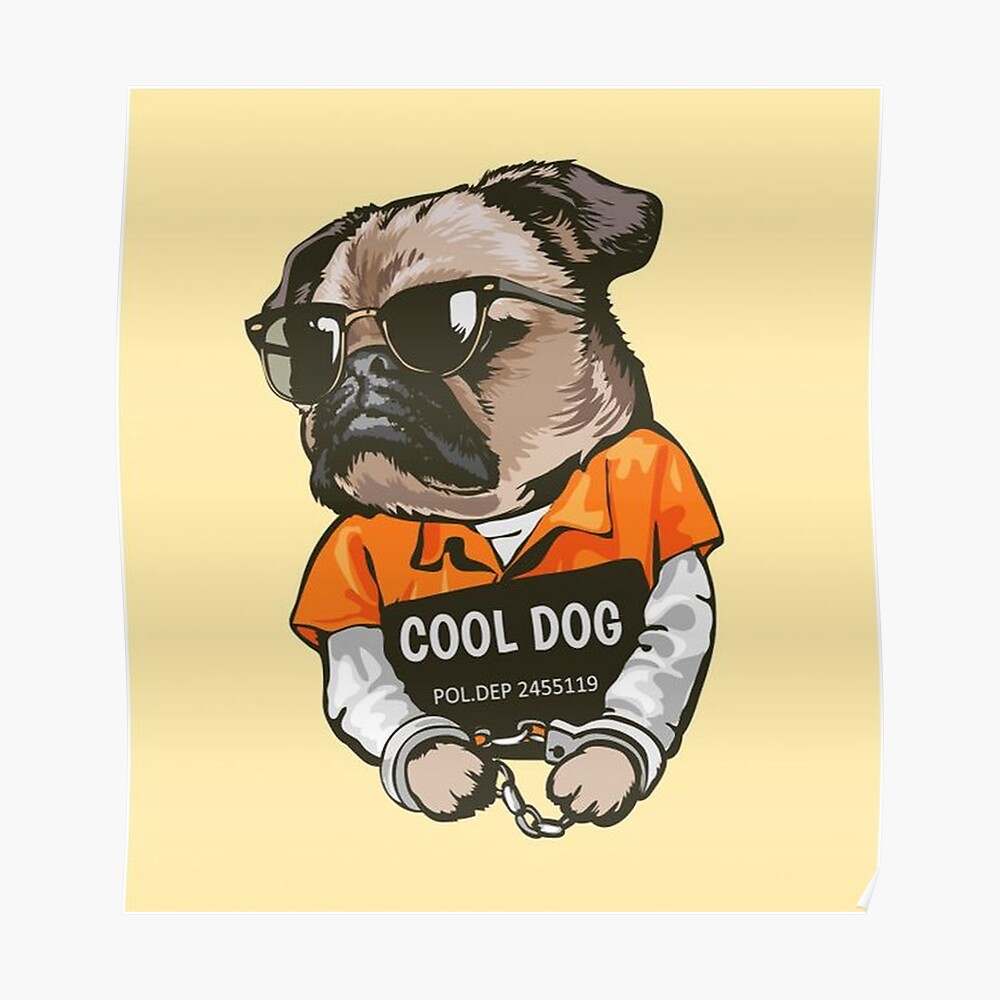 Pug Dog Art Pugs puppy funny cute dogs in jail\