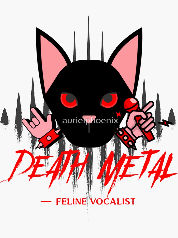 Death Metal - Feline Vocalist - Funny Heavy Metal Cat Design by aurielphoenix