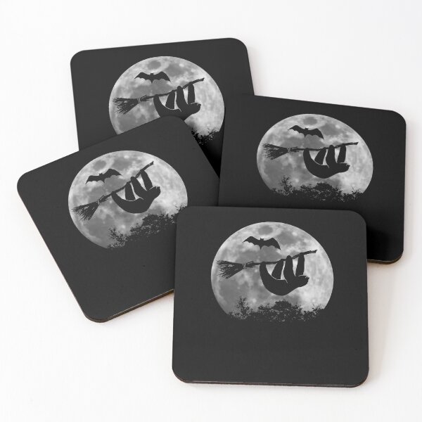 Item preview, Sloth Silhouette On Broom | Full Moon Halloween Witch designed and sold by Skizzenmonster.