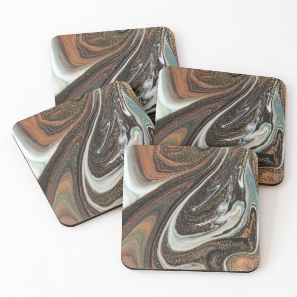 Item preview, Woody Marble Swirls of Brown Grey White and Gold Glitter Abstract Pattern designed and sold by Alicia Chee.
