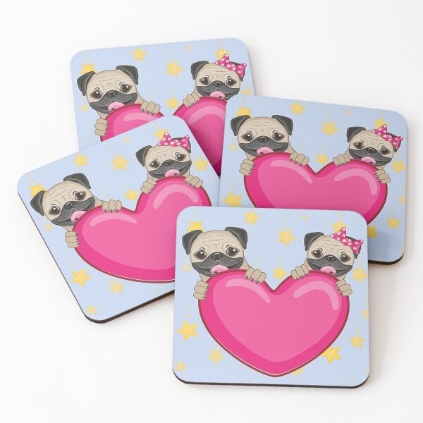 Item preview, Pug Dog Art Pugs puppy funny cute dogs married love friends heart designed and sold by Coolstuff4you71.