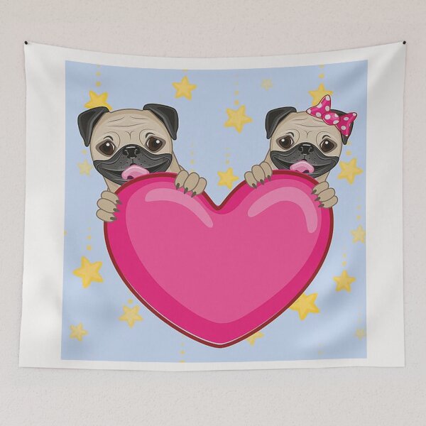 Item preview, Pug Dog Art Pugs puppy funny cute dogs married love friends heart designed and sold by Coolstuff4you71.
