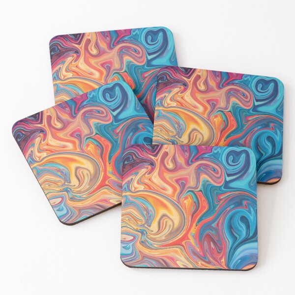 Item preview, Chaos Marble Swirls of Blue Red and Yellow Abstract Pattern designed and sold by Alicia Chee.
