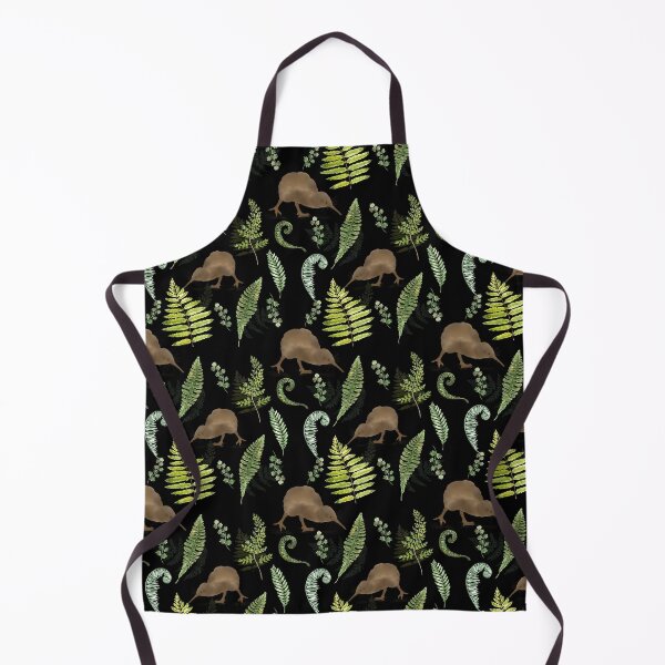 Item preview, New Zealand Kiwi Bird and Fern Fronds Pattern Design on Black designed and sold by Tara Slater.