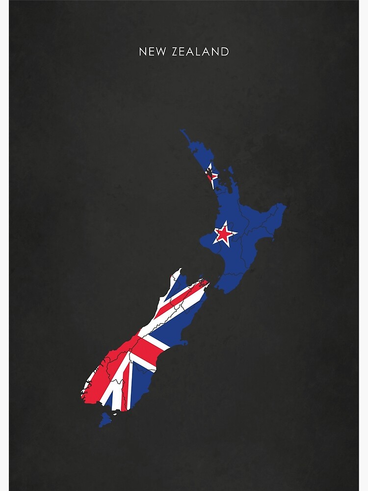 New Zealand Flag Map With Regions Poster For Sale By Travel2nz Redbubble 2614