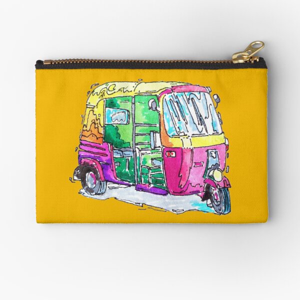 Tuk Tuk Purple Auto Rickshaw Zipper Pouch