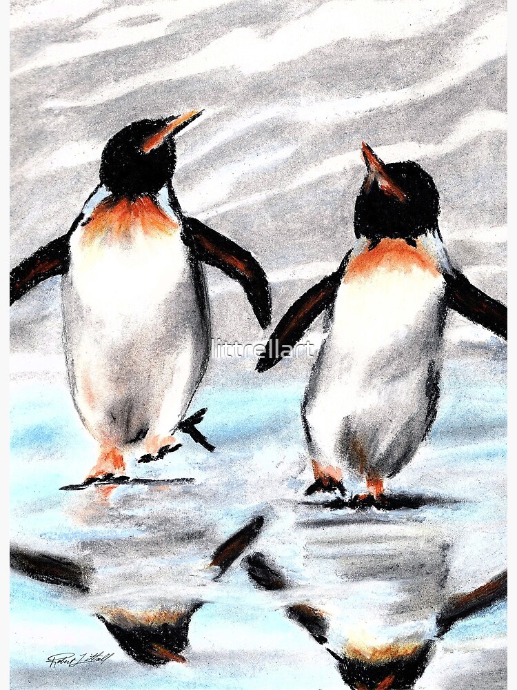 Penguins Pastel Pencil Drawing, Penguin Art, Penguin Print, Original Art, Penguin Reflection, Animal, Arctic, Bird, Wildlife Penguins Pastel Pencil Drawing, Penguin Art, Penguin Print, Original Art, Penguin Reflection, Animal, Arctic, Bird, Wildlife