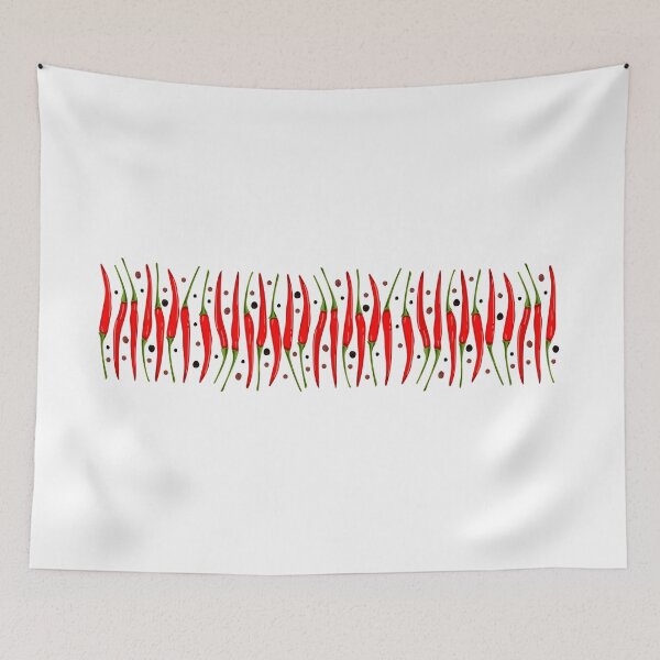 Item preview, A long white rectangle with a picture of hot chili peppers and black allspice peas.  designed and sold by IrinaSenkova.