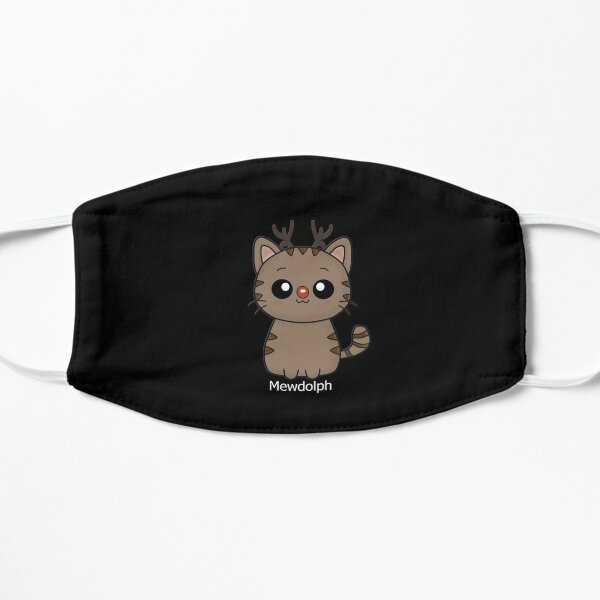 Mewdolph cat christmas rudolph (black) Flat Mask