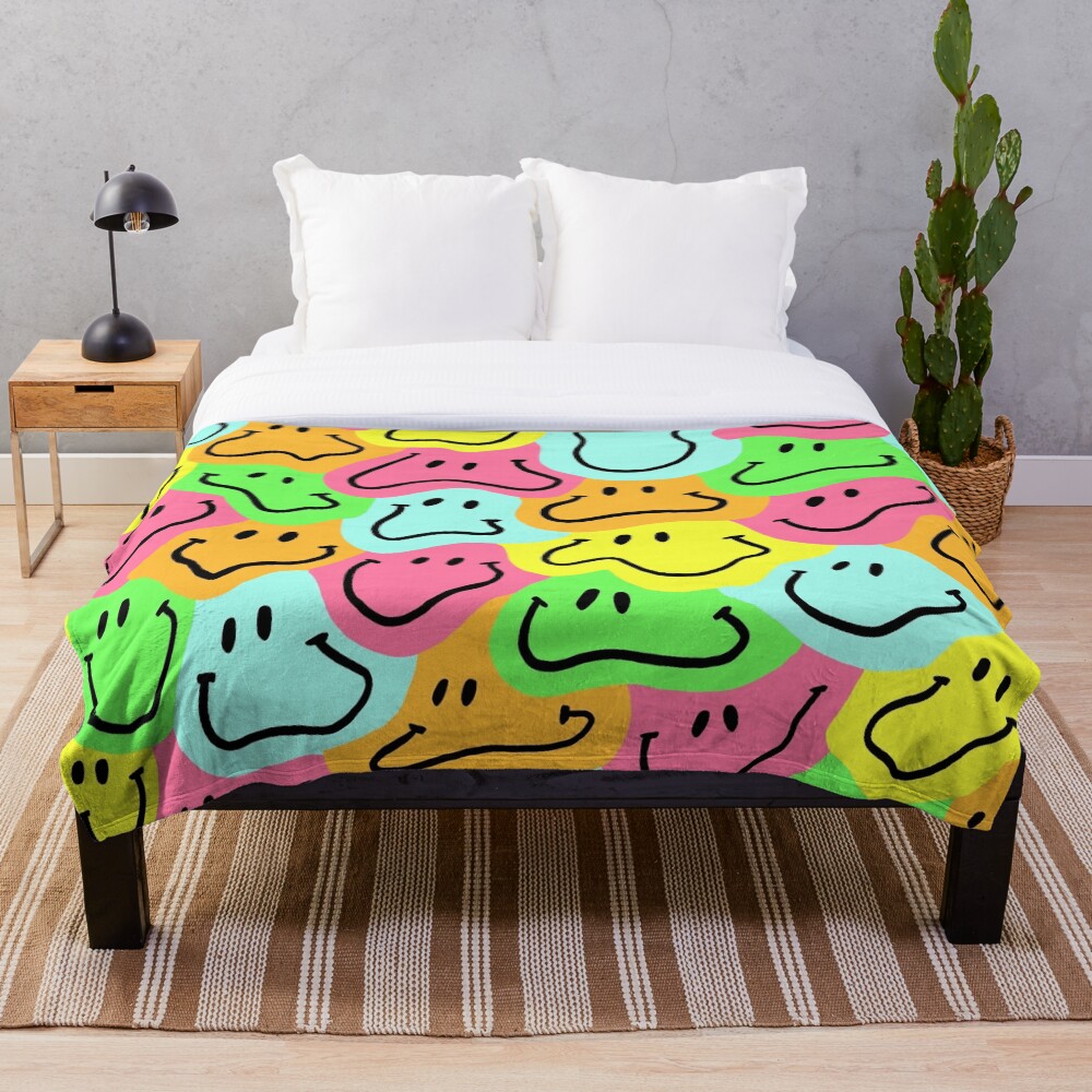 "smiley face pattern" Throw Blanket by erf15 Redbubble