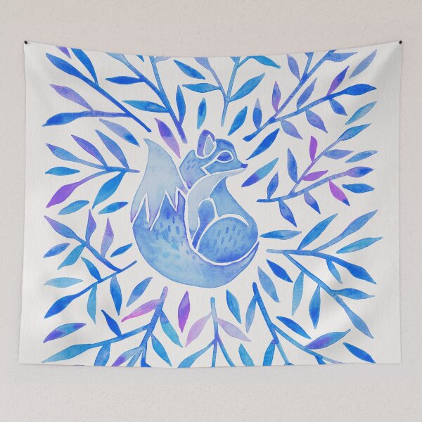 Item preview, Arctic Fox – Indigo Leaves designed and sold by Cat Coquillette.