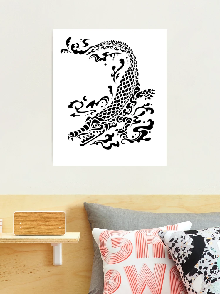 Crocodile tattoo japanese style / alligator black and white Crocodile tattoo japanese style / alligator black and white