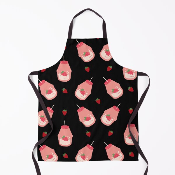 Item preview, Cute Black and Pink Strawberry Milk Pattern designed and sold by luckyblackitty.