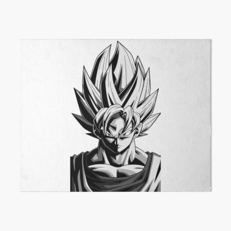 Goku Young Songoku Dragon Ball DBZ Anime drawing black and white | Art  Board Print