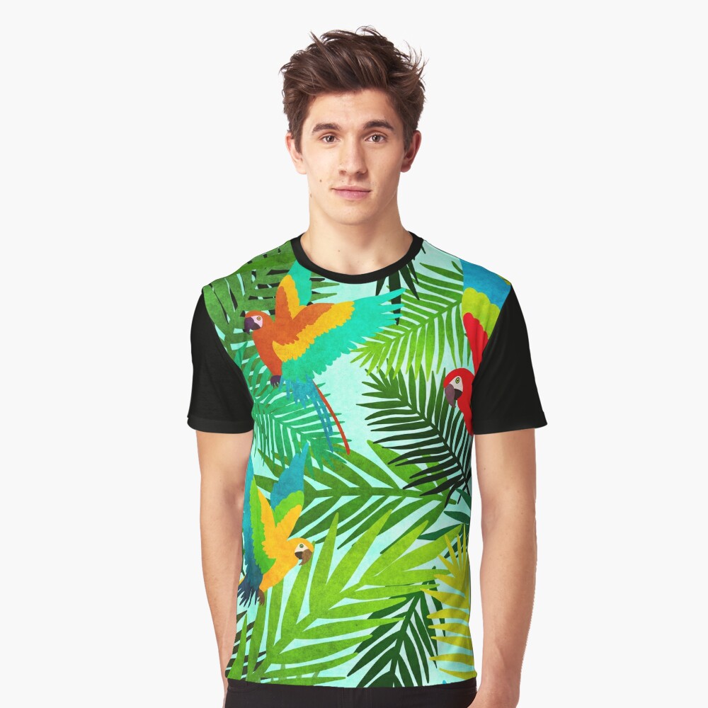 Tropical Rainforest Parrots Graphic T-Shirt Dress for Sale by Kelly Louise