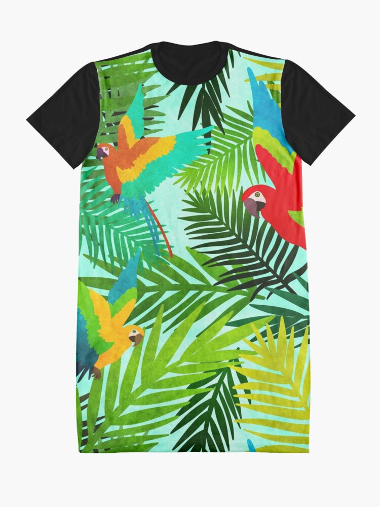 Tropical Rainforest Parrots | Graphic T-Shirt Dress