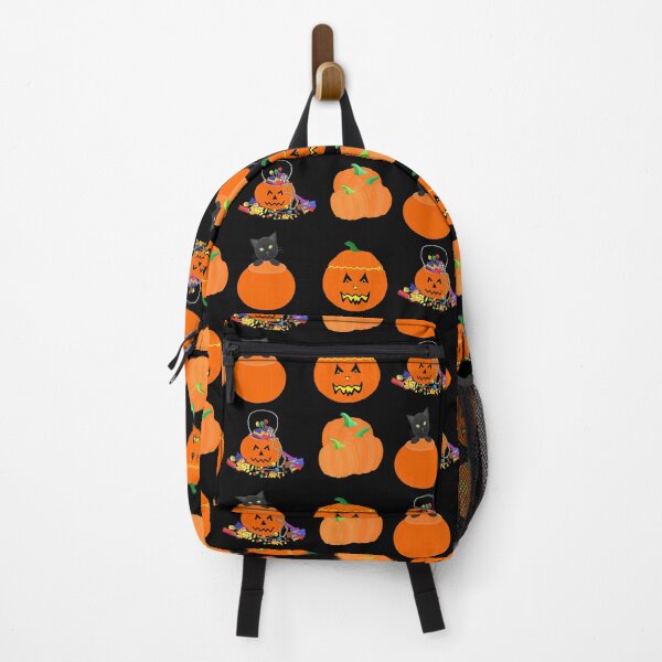 Item preview, Halloween Pumpkins, Candy and Black Cat (Black Background) designed and sold by ArtByLM.