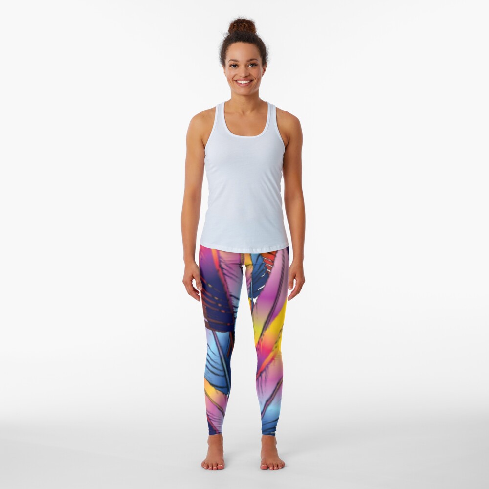 Colorful Feather Leggings