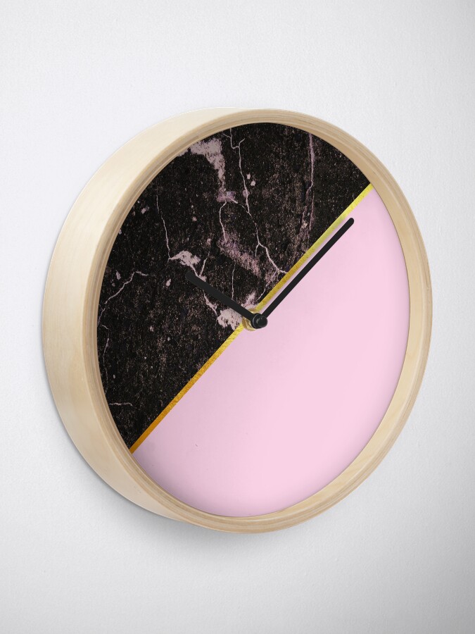 Alternate view of Pink and gold abstract, marble Clock