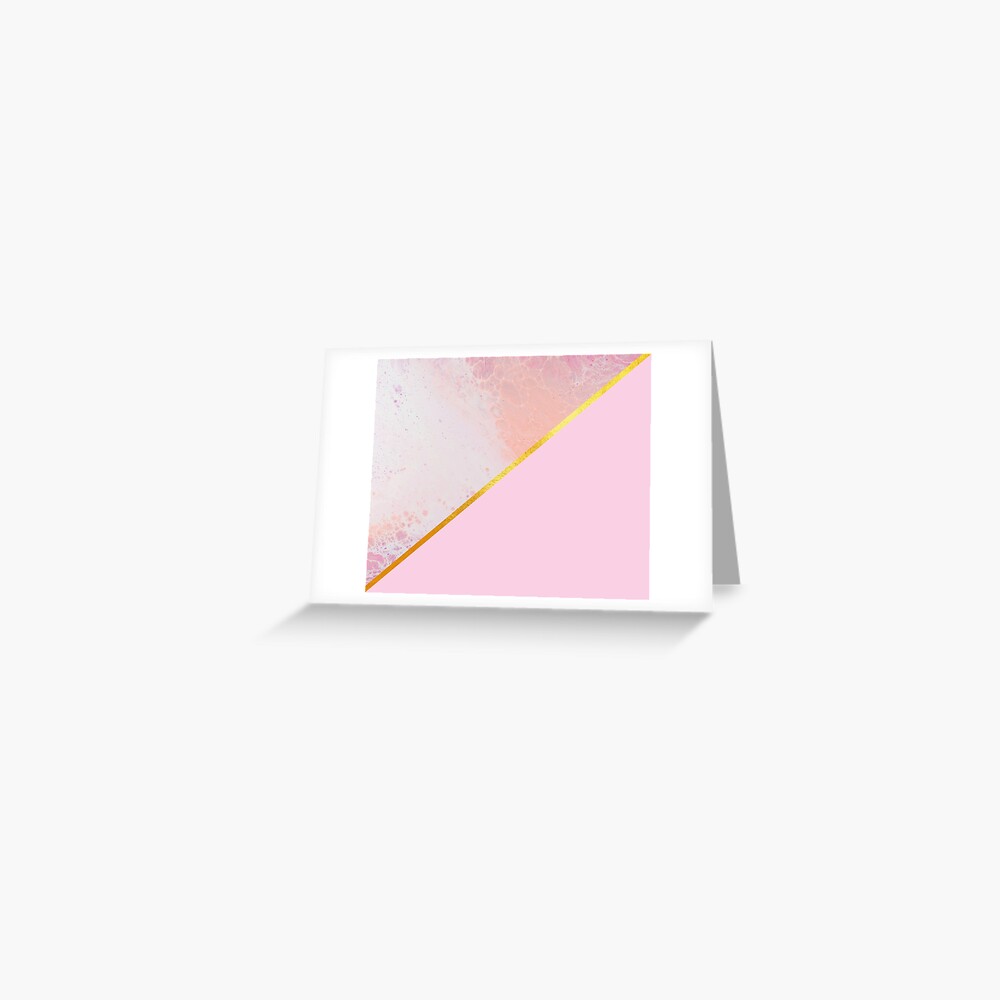 Pink and gold, marble paint Greeting Card