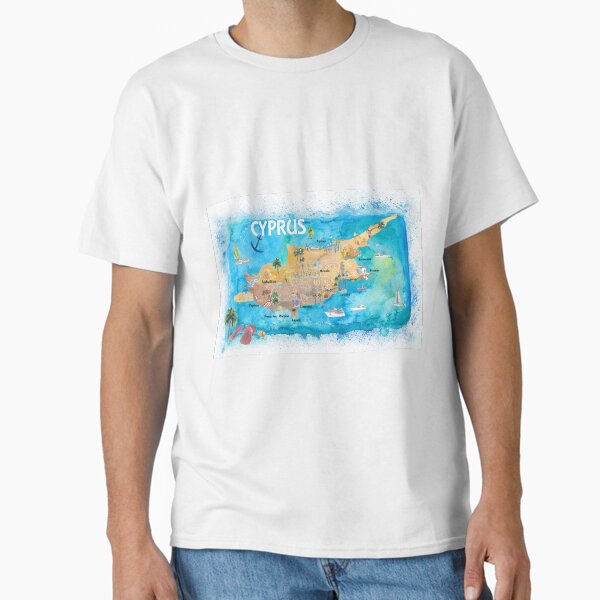 Item preview, Cyprus Illustrated Map with Main Roads Landmarks and Highlights designed and sold by artshop77.