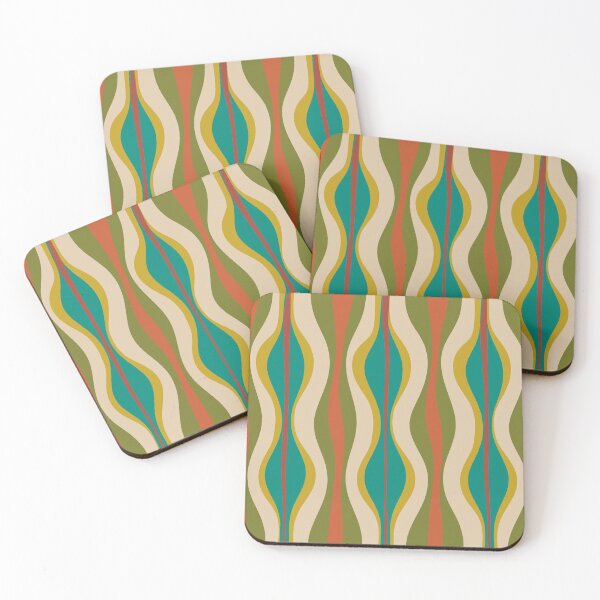 Item preview, Hourglass Abstract Midcentury Modern Pattern in Turquoise Teal, Mustard, Orange, Olive, and Mid Mod Beige designed and sold by kierkegaard.