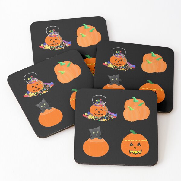Item preview, Halloween Pumpkins, Candy and Black Cat (Black Background) designed and sold by ArtByLM.