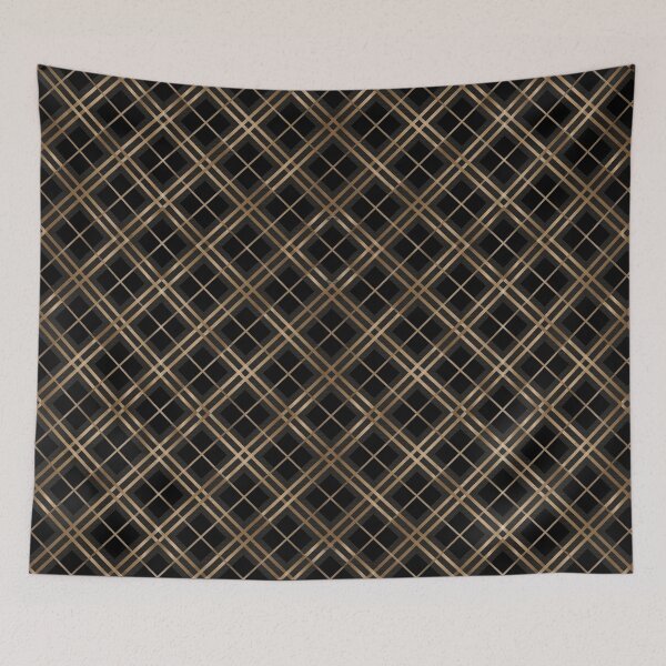 Item preview, Pretty Simple Check Pattern Stripes Black Shades of Gold designed and sold by GDCdesigns.