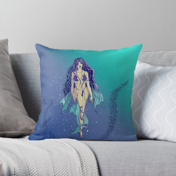The girl mermaid Throw Pillow
