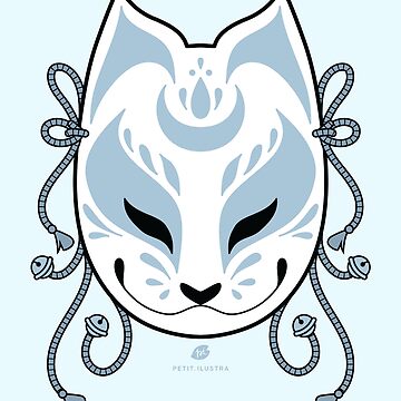 black and blue kitsune mask