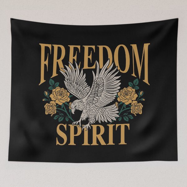 Item preview, Eagle with Roses and Freedom Spirit Slogan designed and sold by Ermedas Studio.