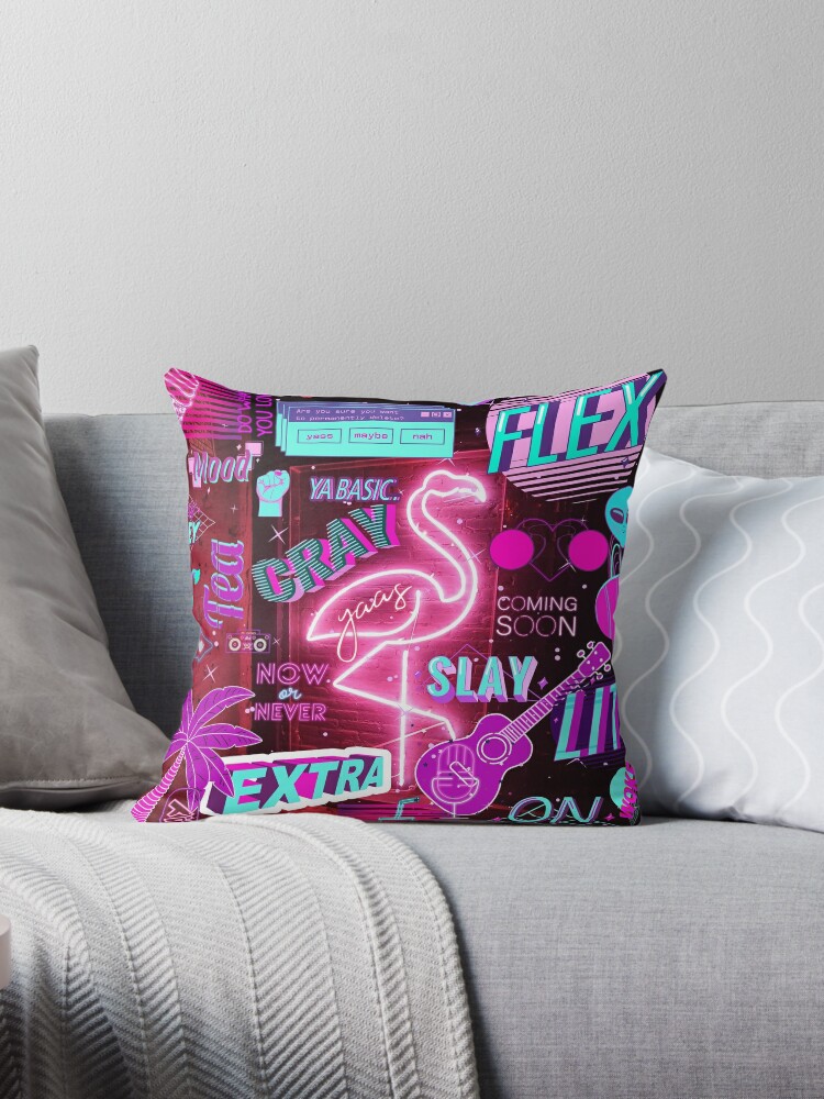 Neon pink sale pillow