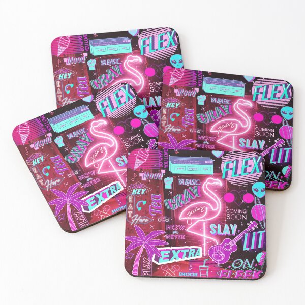 Item preview, Neon Glow Lights Trippy Glow in the Dark Aesthetic neon Pink Flamingo Retro with savage blue and purple Sticker Wall  designed and sold by Aishwarya  Singh.