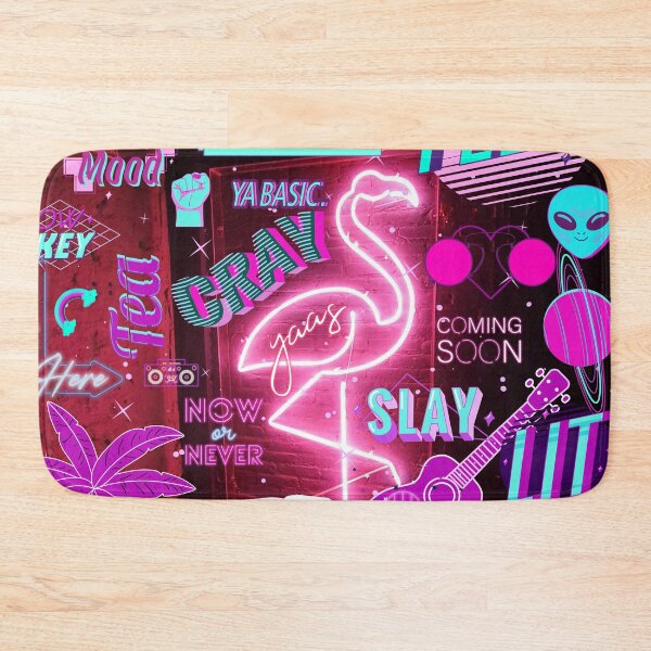 Item preview, Neon Glow Lights Trippy Glow in the Dark Aesthetic neon Pink Flamingo Retro with savage blue and purple Sticker Wall  designed and sold by Aishwarya  Singh.