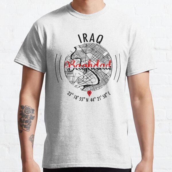 Baghdad, IRAQ Road Map Art - Earth Tones Classic T-Shirt
